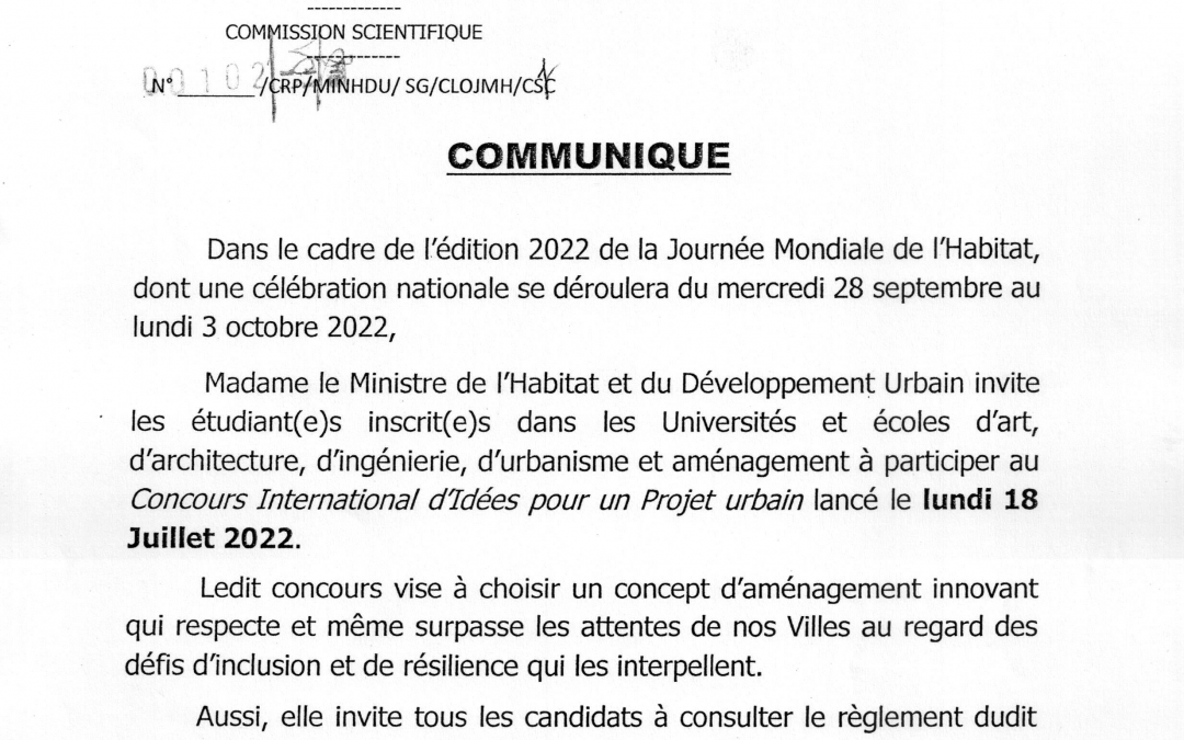 Concours international d’idées pour un projet urbain JMH 2022